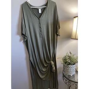 Long slit army green dress